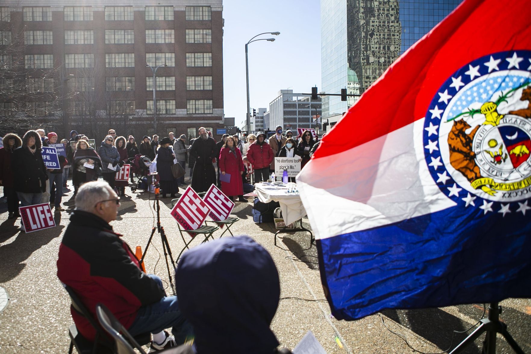 Anti-Abortion advocates rally in St. Louis on the anniversary of Roe v. Wade